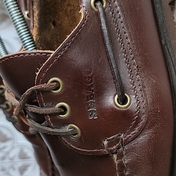 Hitchcock by Sebago 3 Eye Leather Moccasins/Oxford Boat Shoe Brown Sz 10 5E WIDE - Picture 3 of 13